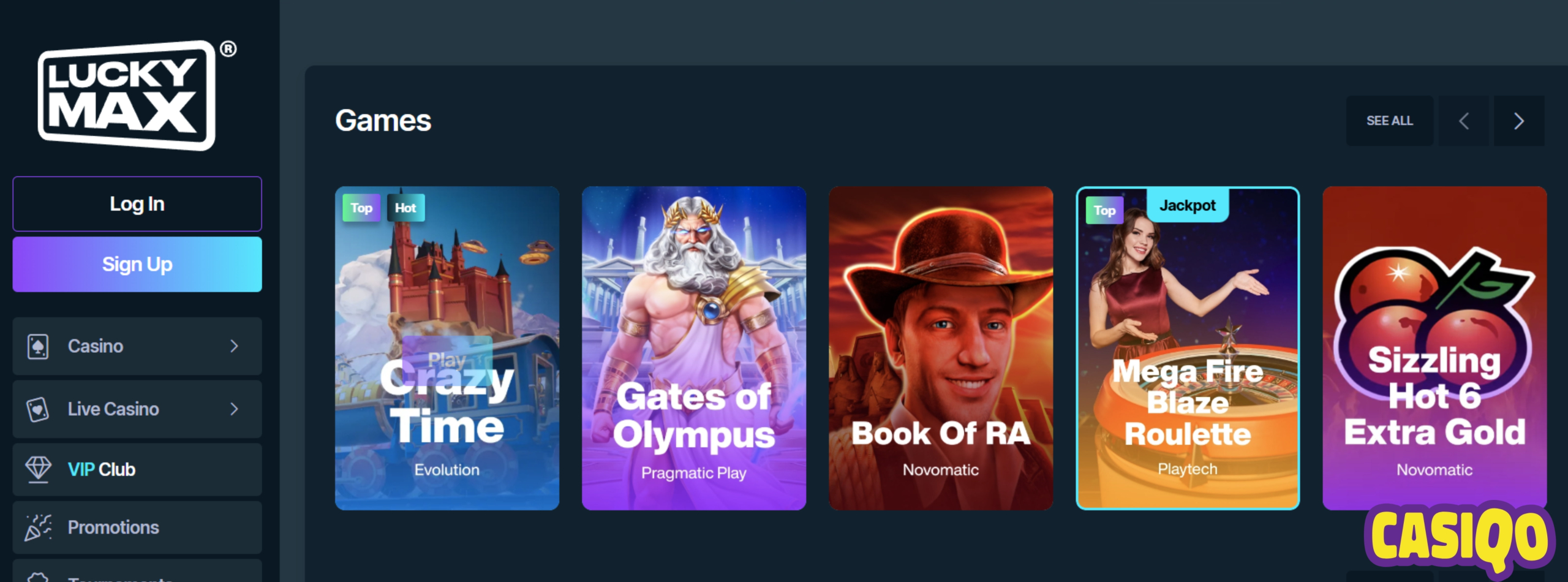 LuckyMax Casino games