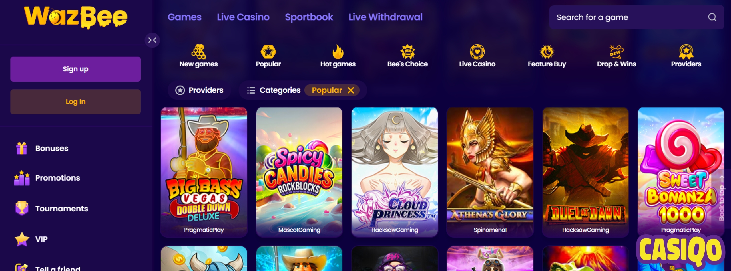 Wazbee casino and its games
